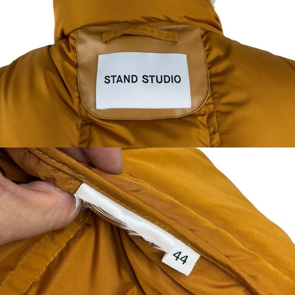 STAND STUDIO Dorothy Coat Down Jacket Caramel/Natural White Size 44 USA 12 - Picture 13 of 16